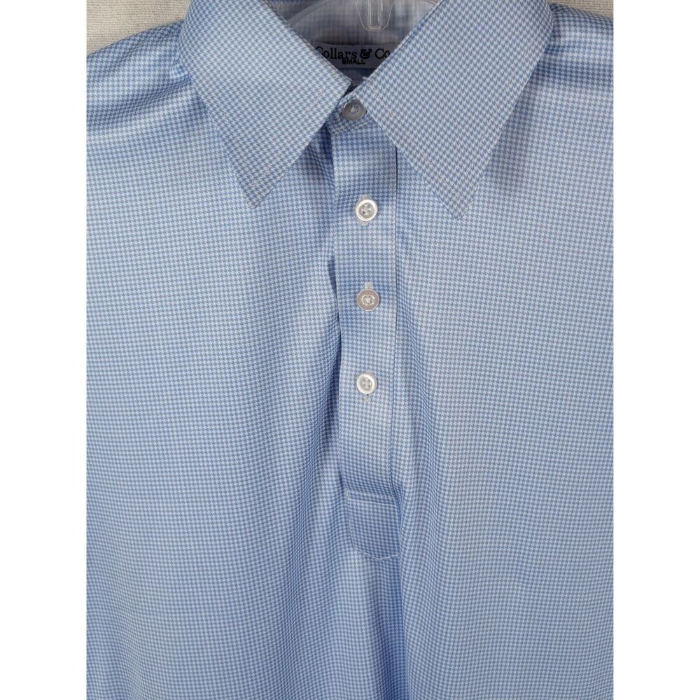 Collars & Co Blue Plaid Polo Shirt Men's Size Small - Picture 4 of 10